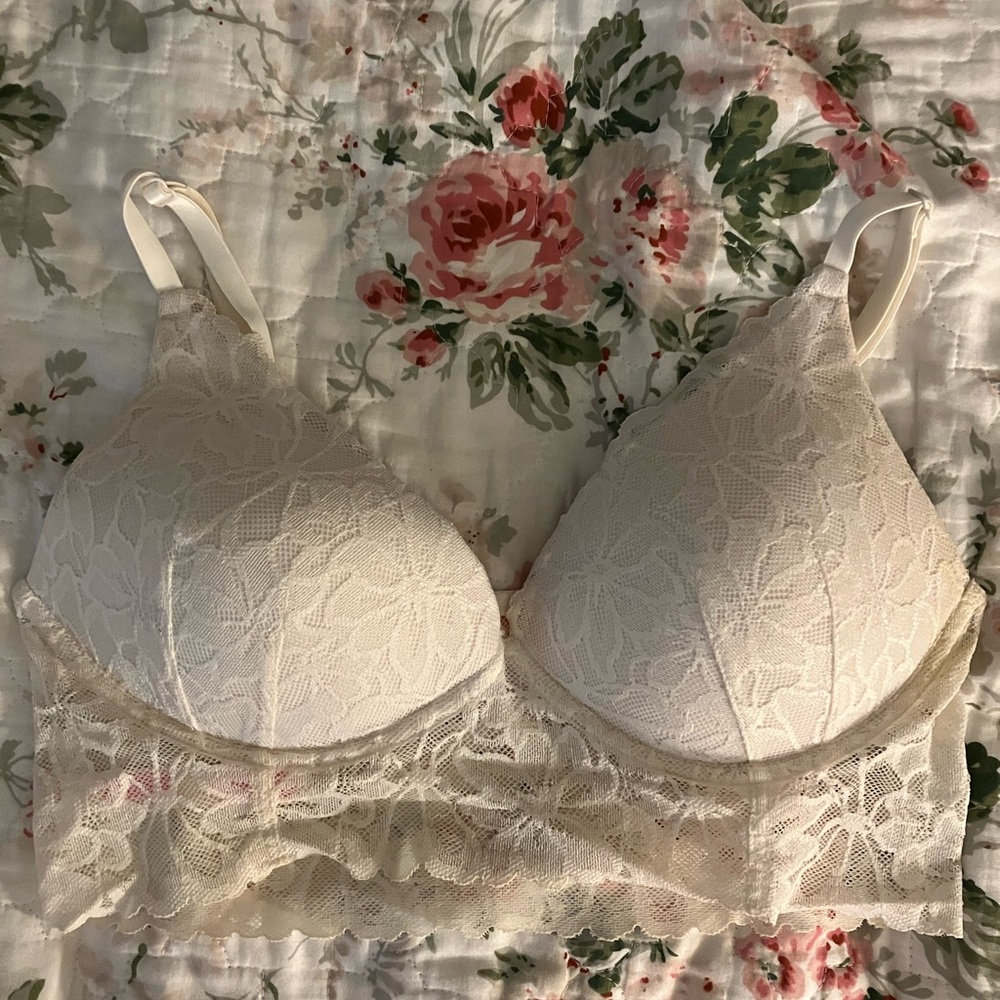 PINK victorias secret size c cup lace bra hot pink lined sexy lingerie medium